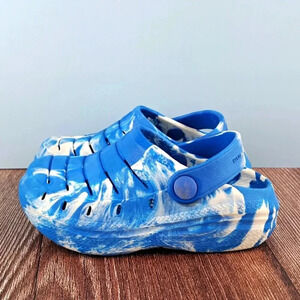 Toddler Clogs, Blue and White, Baby sz 7